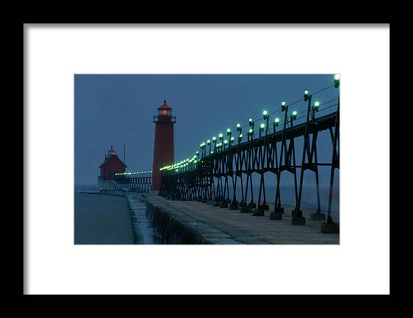 Lighthouse Framed Print featuring the photograph Grand Haven Pier Lights, Mi #2 by Bruce Roberts