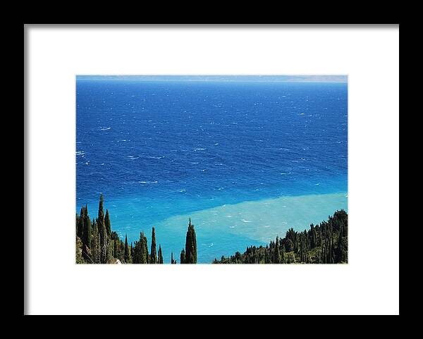 Erikousa Framed Print featuring the photograph green and blue Erikousa by George Katechis