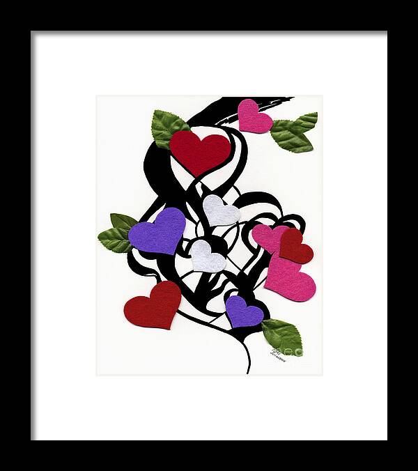 Hearts Framed Print featuring the drawing Heart Felt by Mary Zimmerman