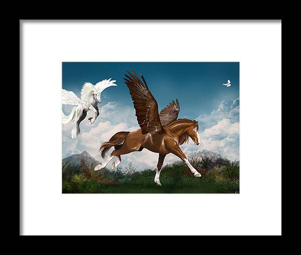 Portuguese Horse Framed Print featuring the digital art In A Hurry by Kate Black