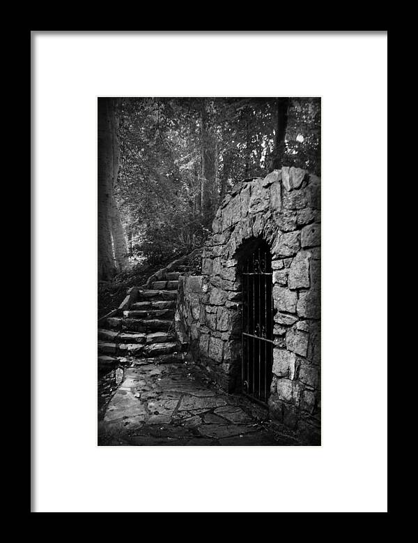 Kelly Hazel Framed Print featuring the photograph Iron Door in a Garden #2 by Kelly Hazel
