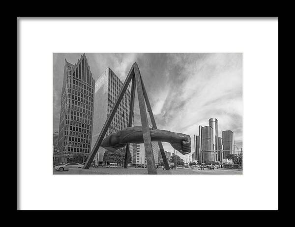 Detroit Framed Print featuring the photograph Joe Louis Fist in Detroit #2 by John McGraw