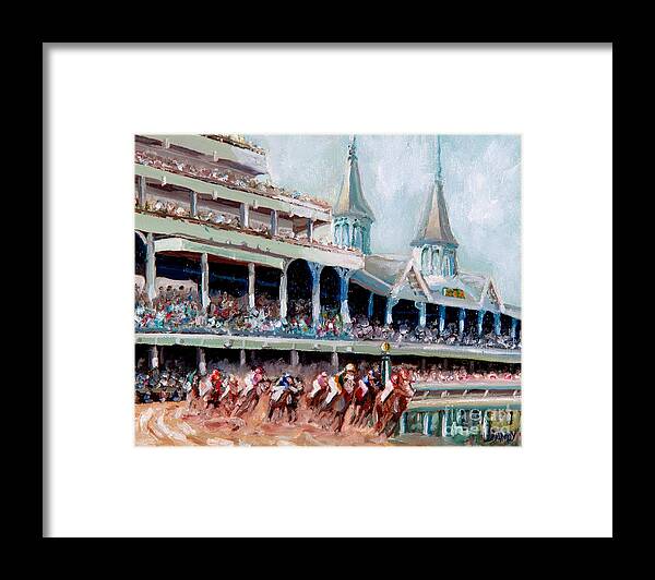 Kentucky Derby Framed Print featuring the painting Kentucky Derby by Todd Bandy
