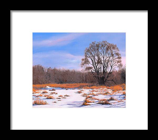Landscapes Framed Print featuring the painting Lone Willow #2 by Kenneth Young