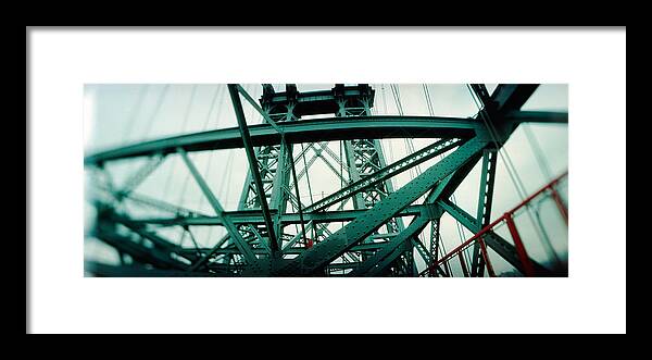 Photography Framed Print featuring the photograph Low Angle View Of A Suspension Bridge #2 by Panoramic Images