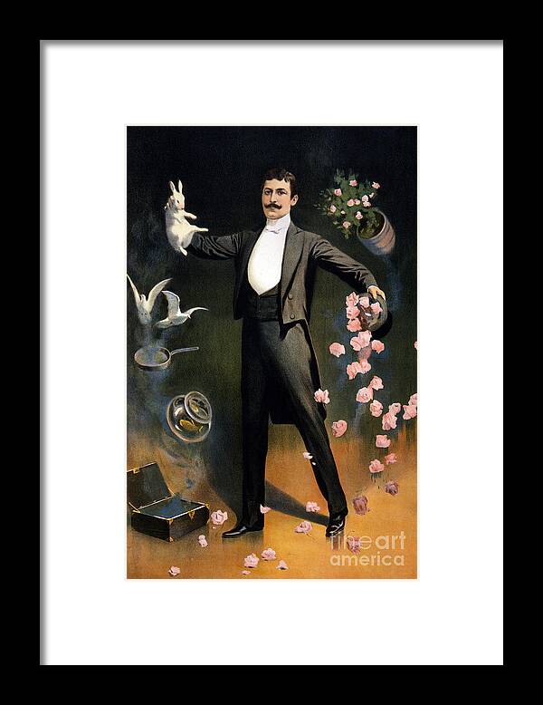 Entertainment Framed Print featuring the photograph Magician 1899 #3 by Photo Researchers