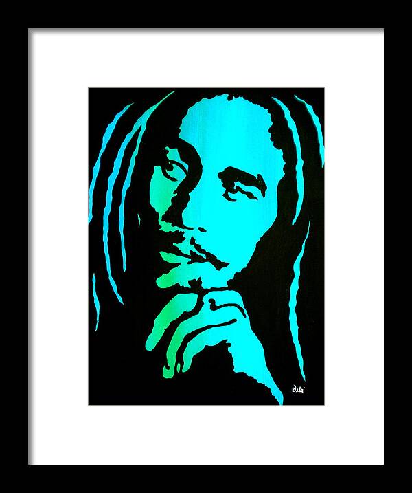 Bob Marley Framed Print featuring the painting Marley by Debi Starr