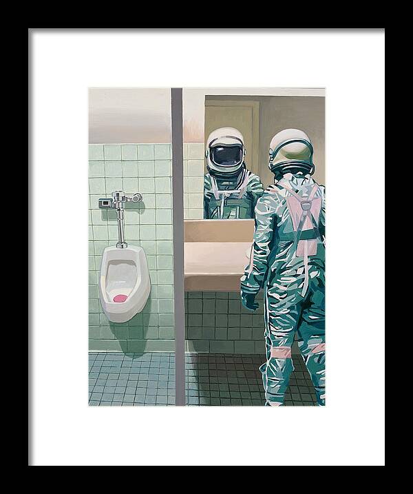 Astronaut Framed Print featuring the painting Men's Room by Scott Listfield