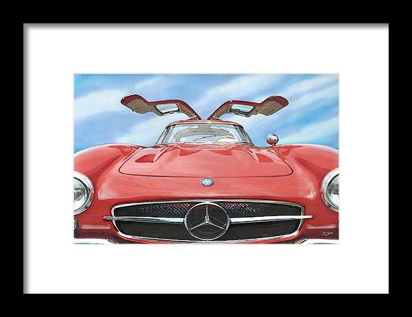Mercedes Framed Print featuring the painting Mercedes Gullwing #2 by Rod Seel
