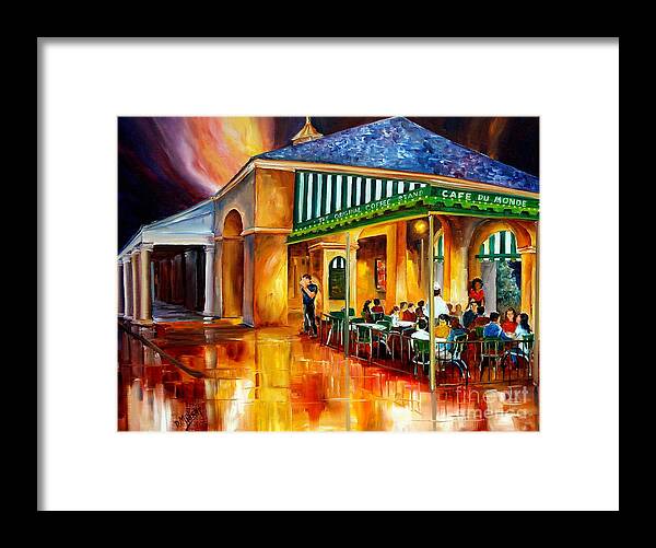 New Orleans Framed Print featuring the painting Midnight at the Cafe Du Monde by Diane Millsap