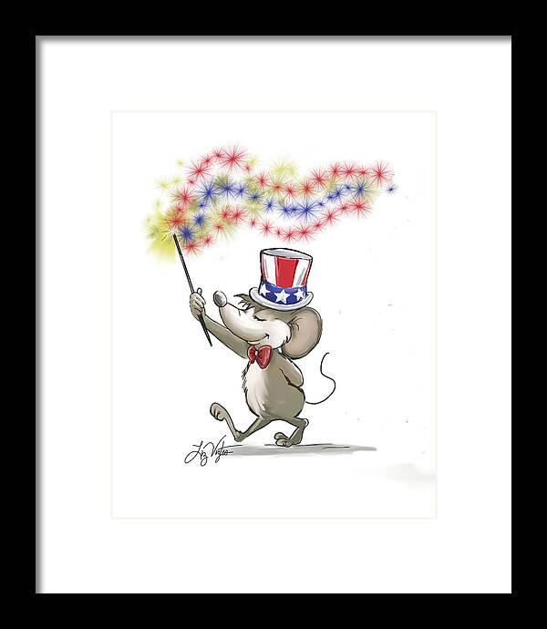 Stripes Framed Print featuring the digital art Moe's Happy 4th of July by Liz Viztes