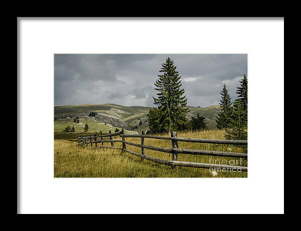 Fence Framed Print featuring the photograph Mountain Landscape by Jelena Jovanovic