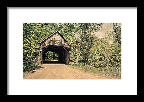 Vermont Framed Print featuring the photograph Moxley Covered Bridge Chelsea Vermont #1 by Edward Fielding