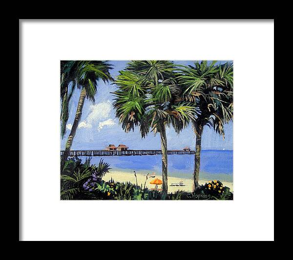 #faatoppicks Framed Print featuring the painting Naples Pier Naples Florida #2 by Christine Hopkins