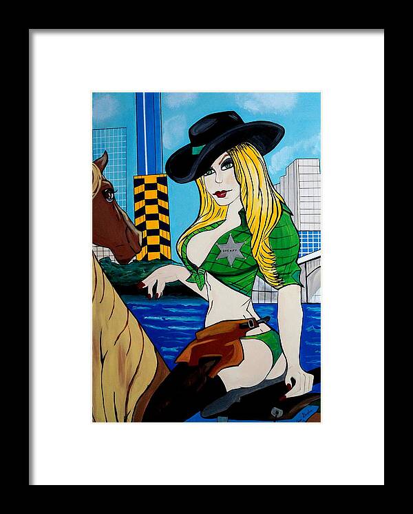 Sheriff Framed Print featuring the painting New Sheriff In Town by Nora Shepley