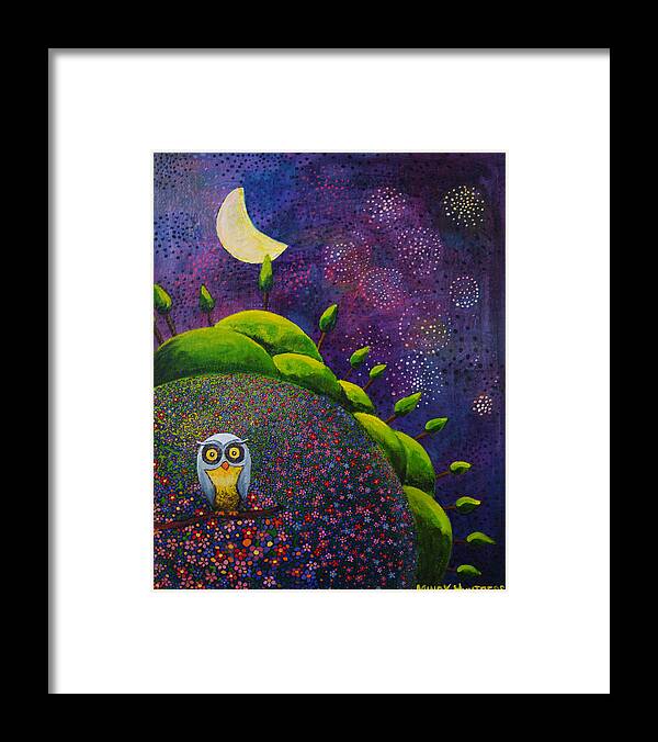 Night Owl Framed Print featuring the painting Night Owl by Mindy Huntress