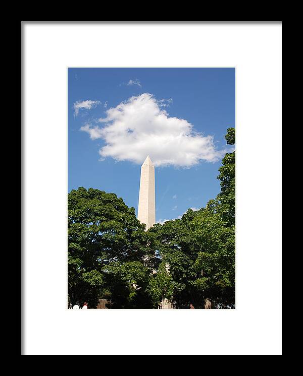 Washington Framed Print featuring the photograph Obelisk Rises Into the Clouds by Kenny Glover