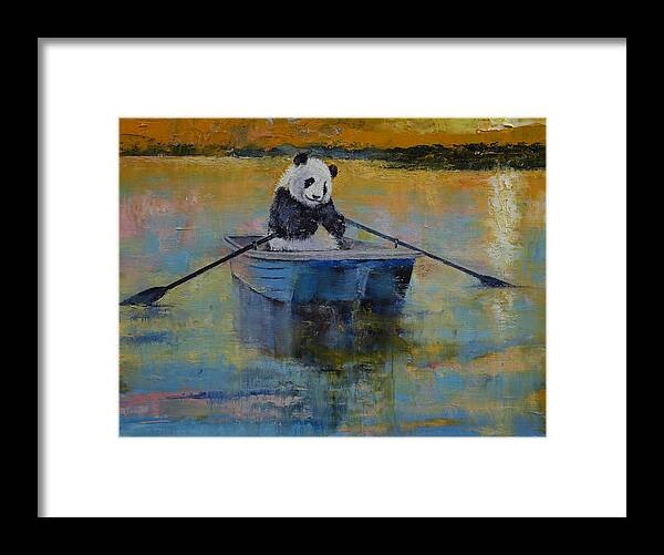 Panda Framed Print featuring the painting Panda Reflections by Michael Creese
