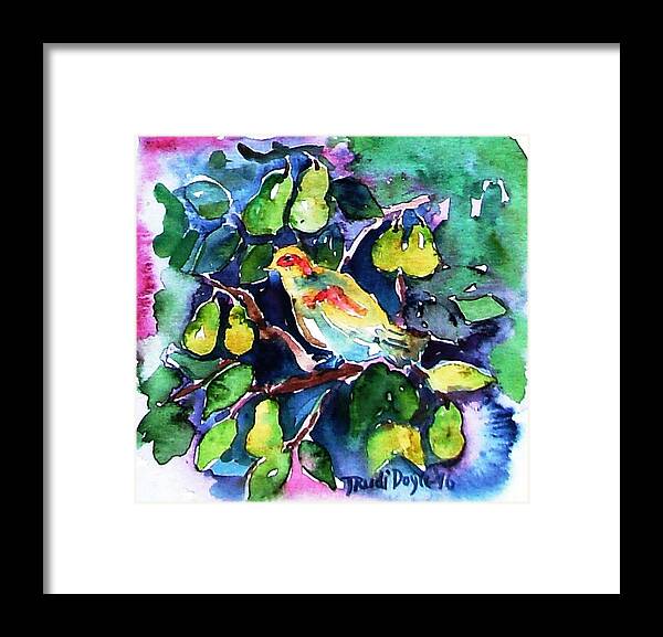 Christmas Framed Print featuring the painting Partridge in a Pear Tree #1 by Trudi Doyle