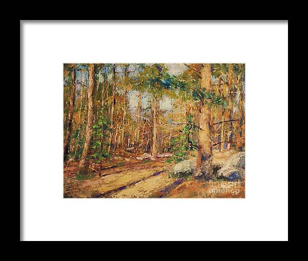 Sean Wu Framed Print featuring the painting Pine Forest by Sean Wu