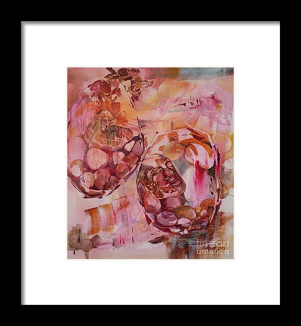 Egg Framed Print featuring the painting Pink eggs #2 by Donna Acheson-Juillet