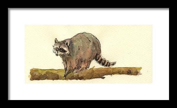 Raccoon Framed Print featuring the painting Raccoon #2 by Juan Bosco
