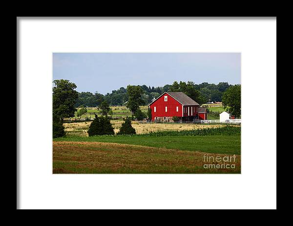 Red Barn Framed Print featuring the photograph Red Barn Gettysburg by James Brunker