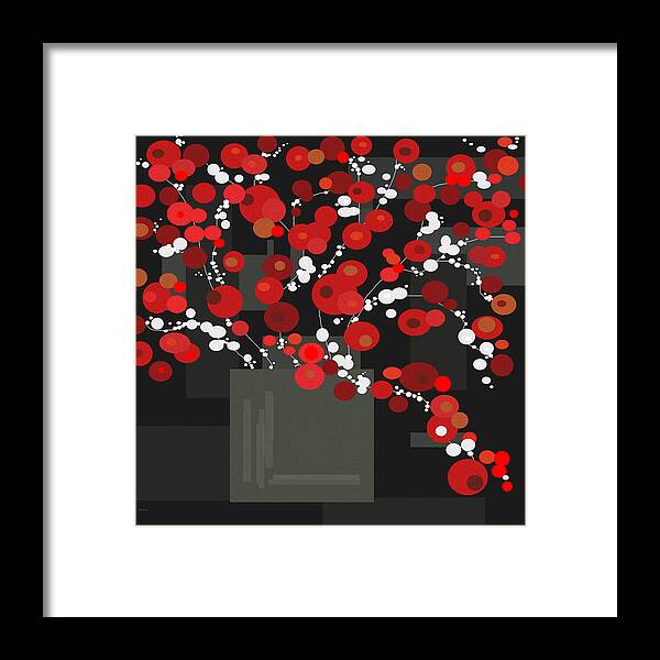 Red Flowers Framed Print featuring the digital art Red Flowers by Val Arie