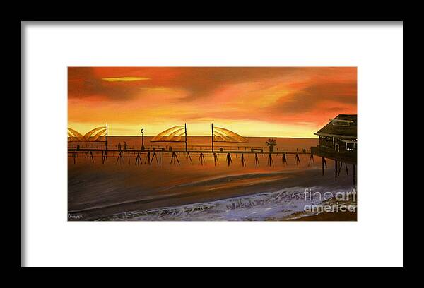Redondo Beach Pier Framed Print featuring the painting Redondo Beach Pier at Sunset #2 by Bev Conover