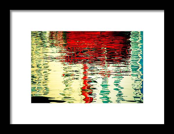 Reflection Framed Print featuring the photograph Reflection In Water Of Red Boat #2 by Raimond Klavins