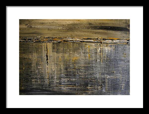 Abstract Brown Gold Painting Framed Print featuring the painting Reflection Series by Dolores Deal