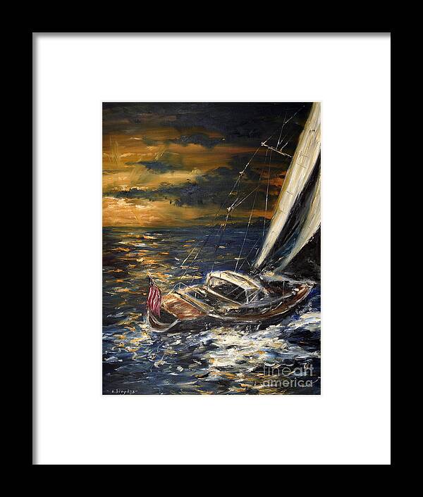 Boat Framed Print featuring the painting Sailing by Arturas Slapsys