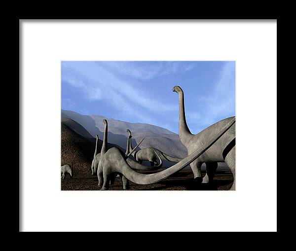 Sauropod Framed Print featuring the photograph Sauropod Dinosaurs by Christian Darkin