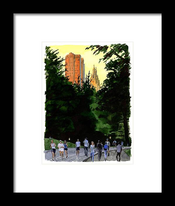 Nyc Central Park Framed Print featuring the painting September Walk #2 by Clifford Faust