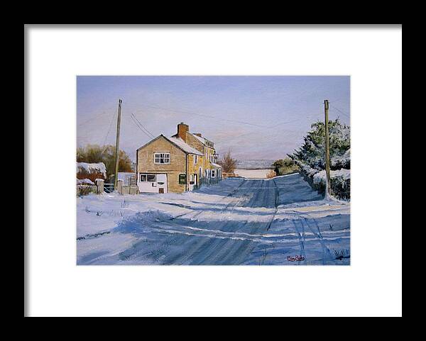 Snow. Public House Framed Print featuring the painting Snow at the Navigation by Barry BLAKE