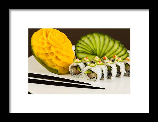 Asian Framed Print featuring the photograph Spicy Tuna Roll by Raul Rodriguez