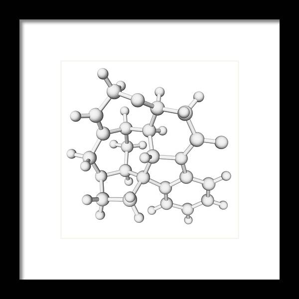White Background Framed Print featuring the digital art Strychnine Drug Molecule #2 by Laguna Design