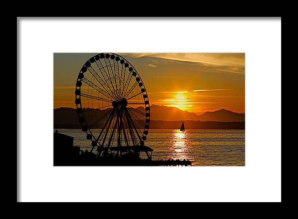 Action Framed Print featuring the photograph Sunset Ferris Wheel #2 by Paul Fell