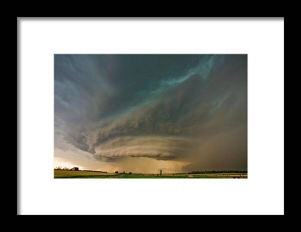 Cloud Framed Print featuring the photograph Supercell Thunderstorm Over Fields by Roger Hill/science Photo Library