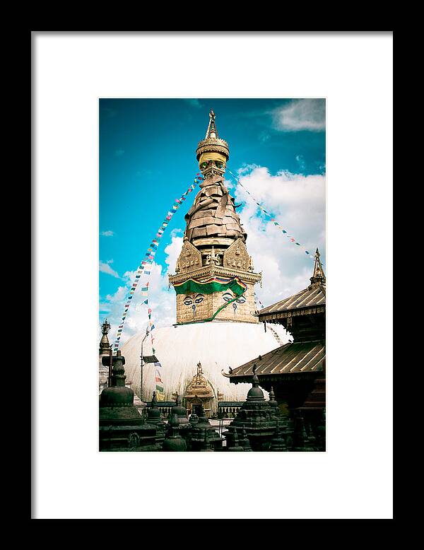 Wisdom Framed Print featuring the photograph Swayambhunath Stupa in Nepal #2 by Raimond Klavins