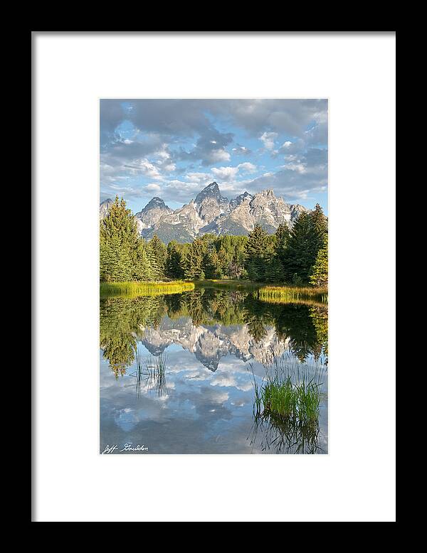 Awe Framed Print featuring the photograph Teton Range Reflected in the Snake River by Jeff Goulden