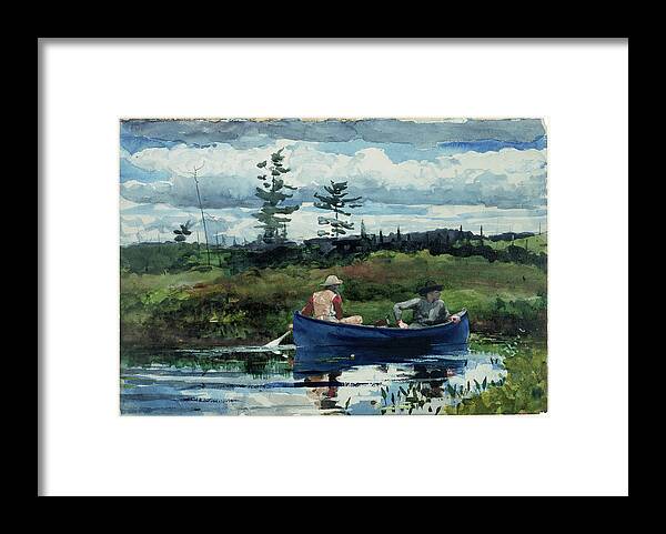 Winslow Homer Framed Print featuring the painting The Blue Boat #2 by Celestial Images