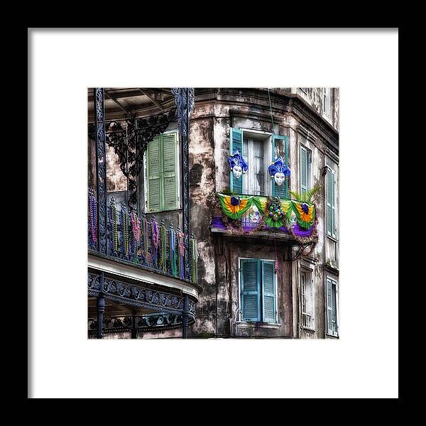 Mardi Gras Framed Print featuring the photograph The French Quarter during Mardi Gras by Mountain Dreams