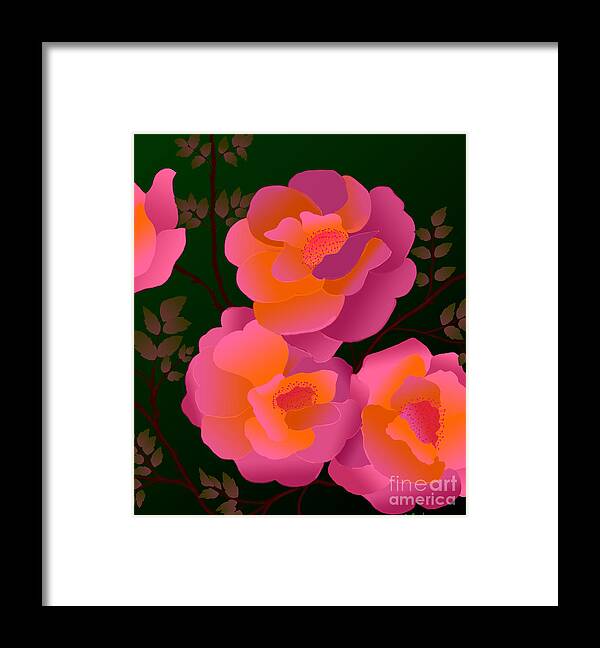 The Scent Of Roses Digital Painting Framed Print featuring the digital art The Scent Of Roses #2 by Latha Gokuldas Panicker