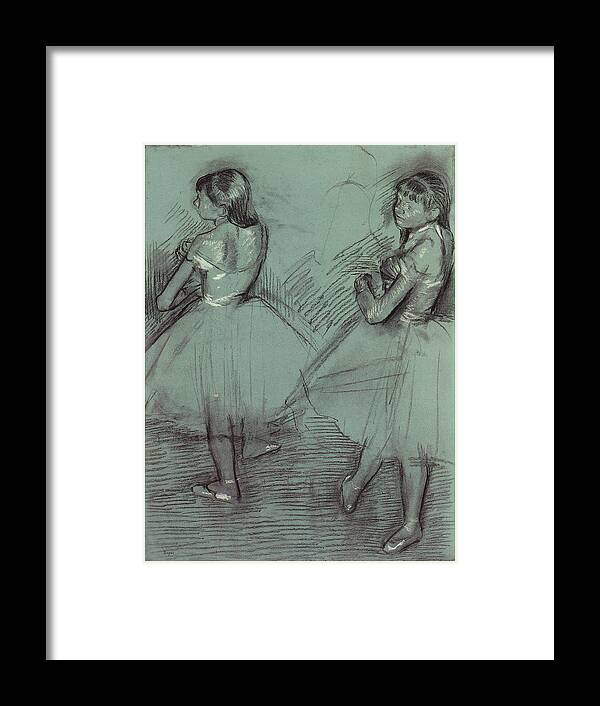 Two Dancers Framed Print featuring the drawing Two Dancers #2 by Edgar Degas