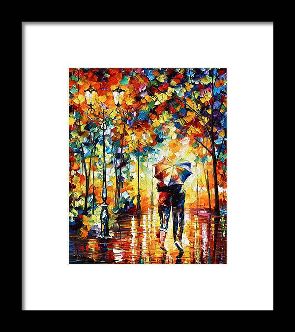 Couple Framed Print featuring the painting Under one umbrella by Leonid Afremov