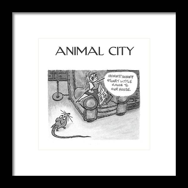 118938 Aro Arnold Roth (animals In New York City.) And Animals Best Birds Canines Carriage Cat Cats City Dog Doggie Dogs Feline Felines Friend Horse Horses Man's Manhattan Mice Mouse Neighborhoods New Nyc Pet Pets Pigeons Pooch Puppies Puppy Rat Rats Regional Ride Rides Rodent Rodents Stallion Stallions Urban York Framed Print featuring the drawing New Yorker June 5th, 2000 #1 by Arnold Roth