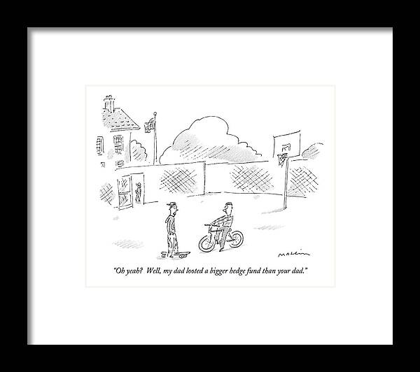 Crime White Collar Children Talking Family Parents Word Play

(two Kids Talking In A Playground.) 121889 Mma Michael Maslin Framed Print featuring the drawing Oh Yeah? Well by Michael Maslin