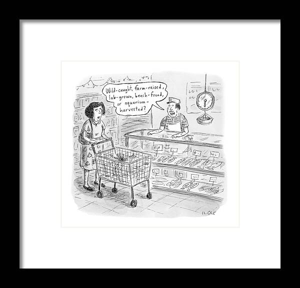 Fish Framed Print featuring the drawing New Yorker November 7th, 2016 by Roz Chast