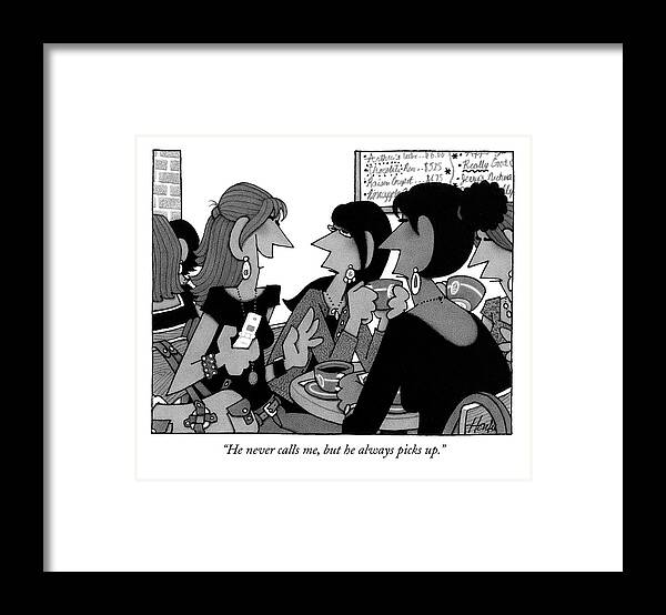 Calling Framed Print featuring the drawing He Never Calls by William Haefeli